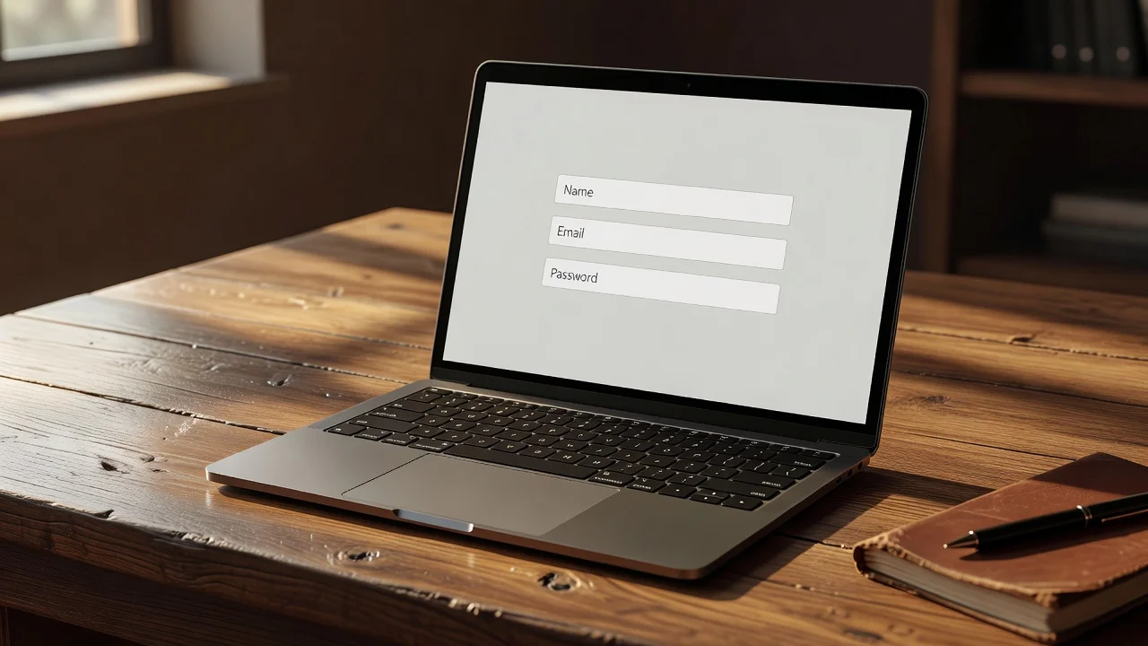 Formularz rejestracji kasyna na laptopie